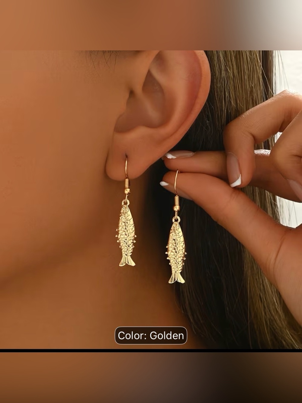 Gold Fish Drop Earrings - Women Jewelry